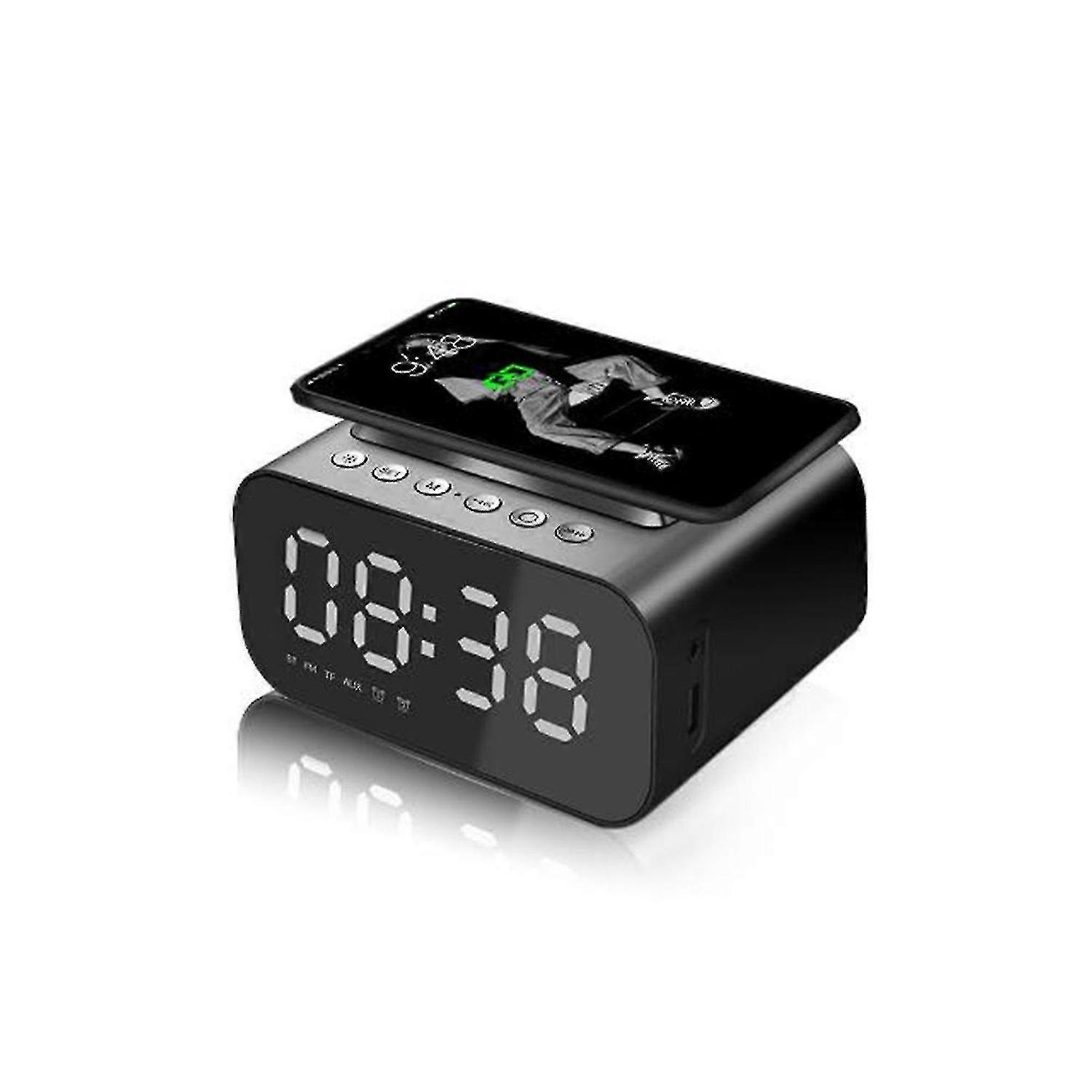 Led Digital Display Alarm Clock Wireless Charging Bluetooth Speaker Fm