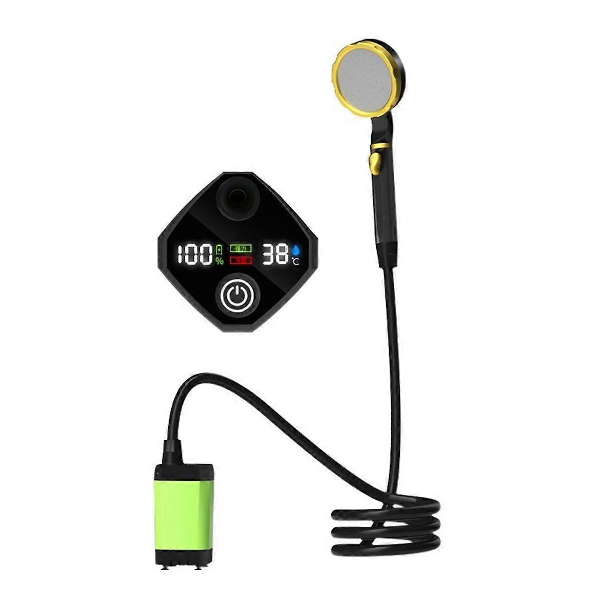 7800mah Portable Shower Pump Rechargeable Electric Shower Pump with Smart Digital Display Green