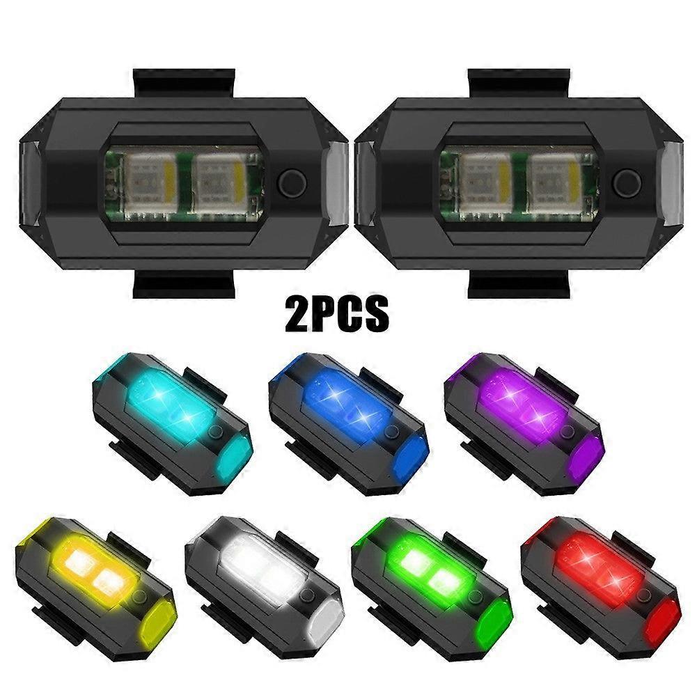 7 farger Drone Strobe Light USB LED Anti-kollisjon sykkel hale / modellfly nattflyging mini signal blinkende varsellys