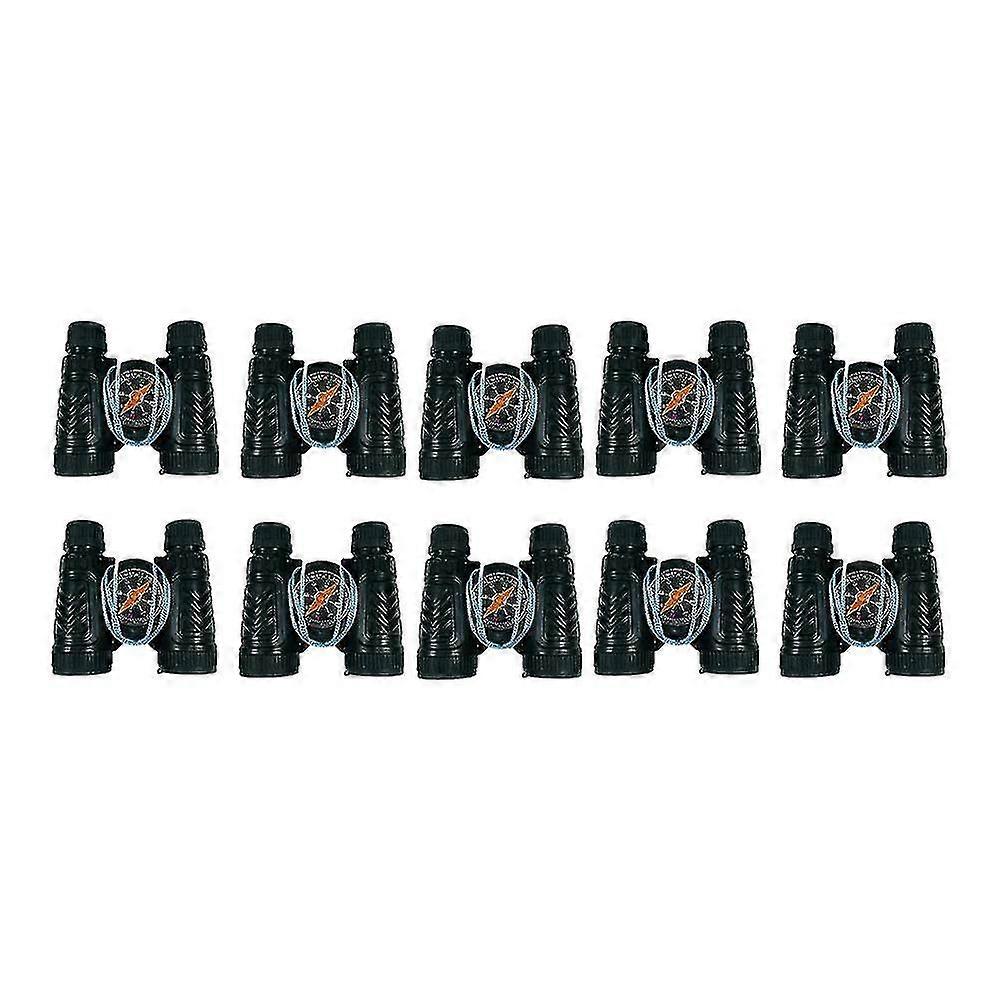 10pcs Children Mini Binocular Telescope Toy With Compass Mini Telescope Toy(rope Color Is Random)