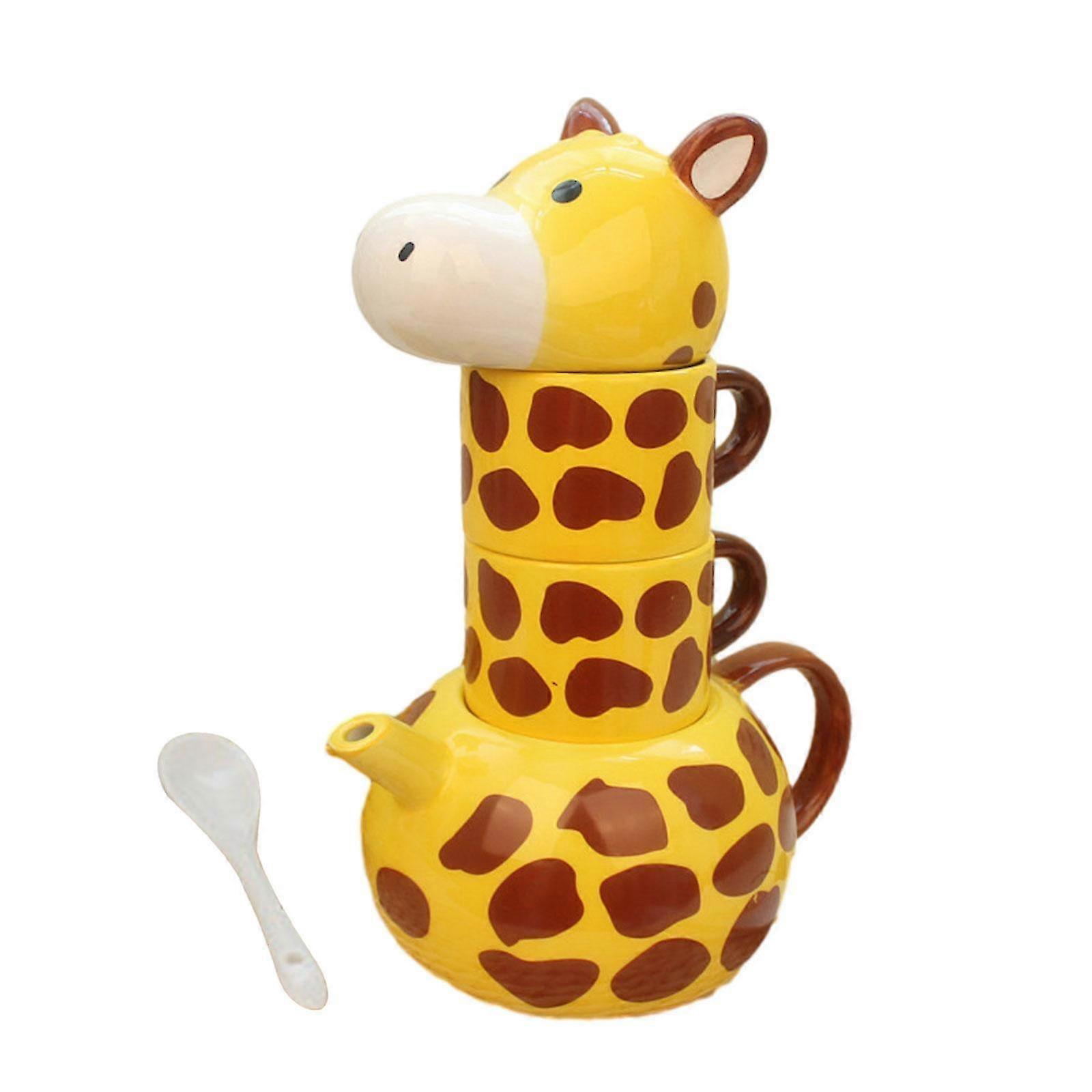 Set Da Tè Giraffa Set Bollitore Per Ragazze Ragazzo Con 2 Tazze E Coperchi Tazza Da Latte Set Di Teiera In Porcellana Per Cucina Home Desk Travel-Yvan
