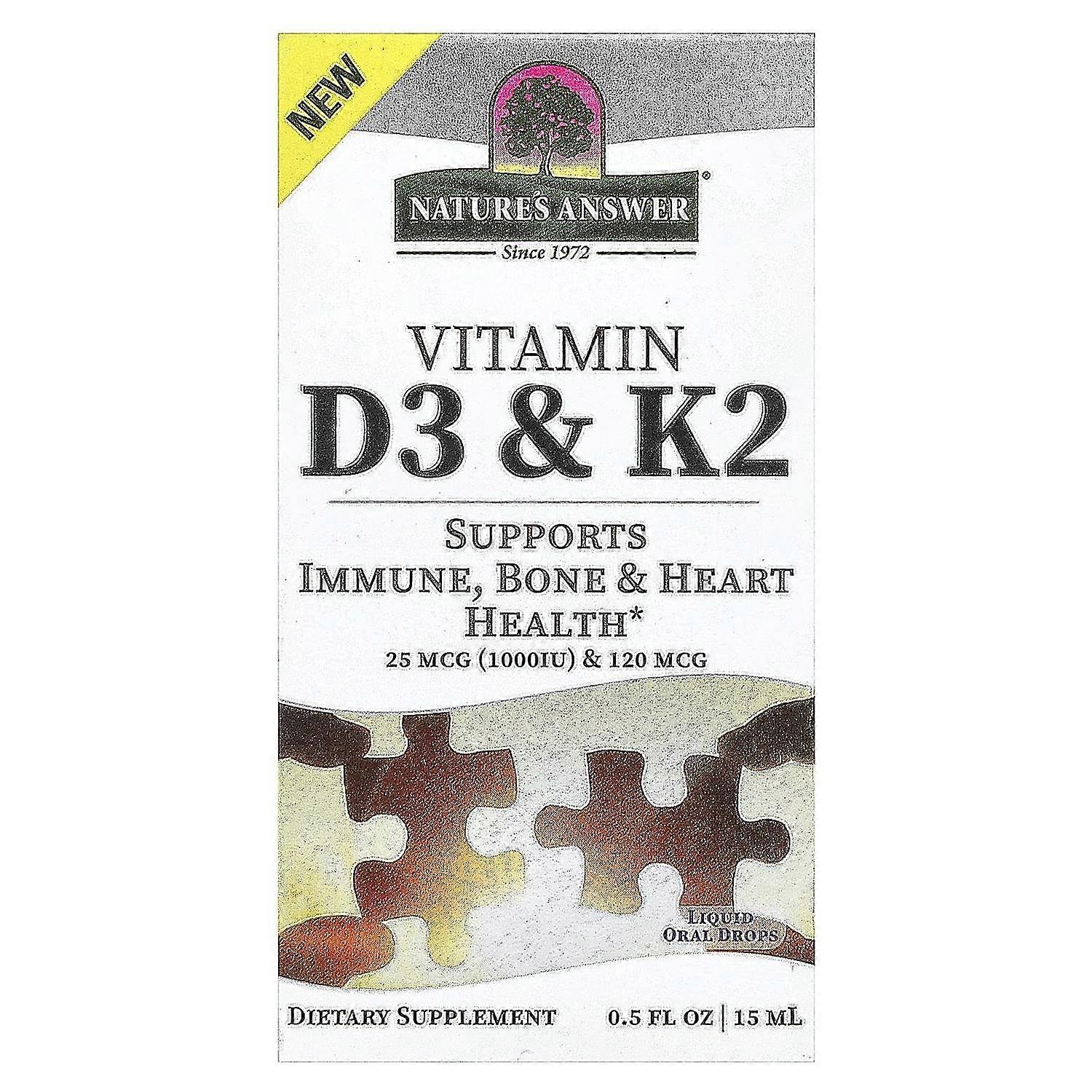 Nature's Answer, Vitamin D3 & K2, 0.5 fl oz (15 ml)