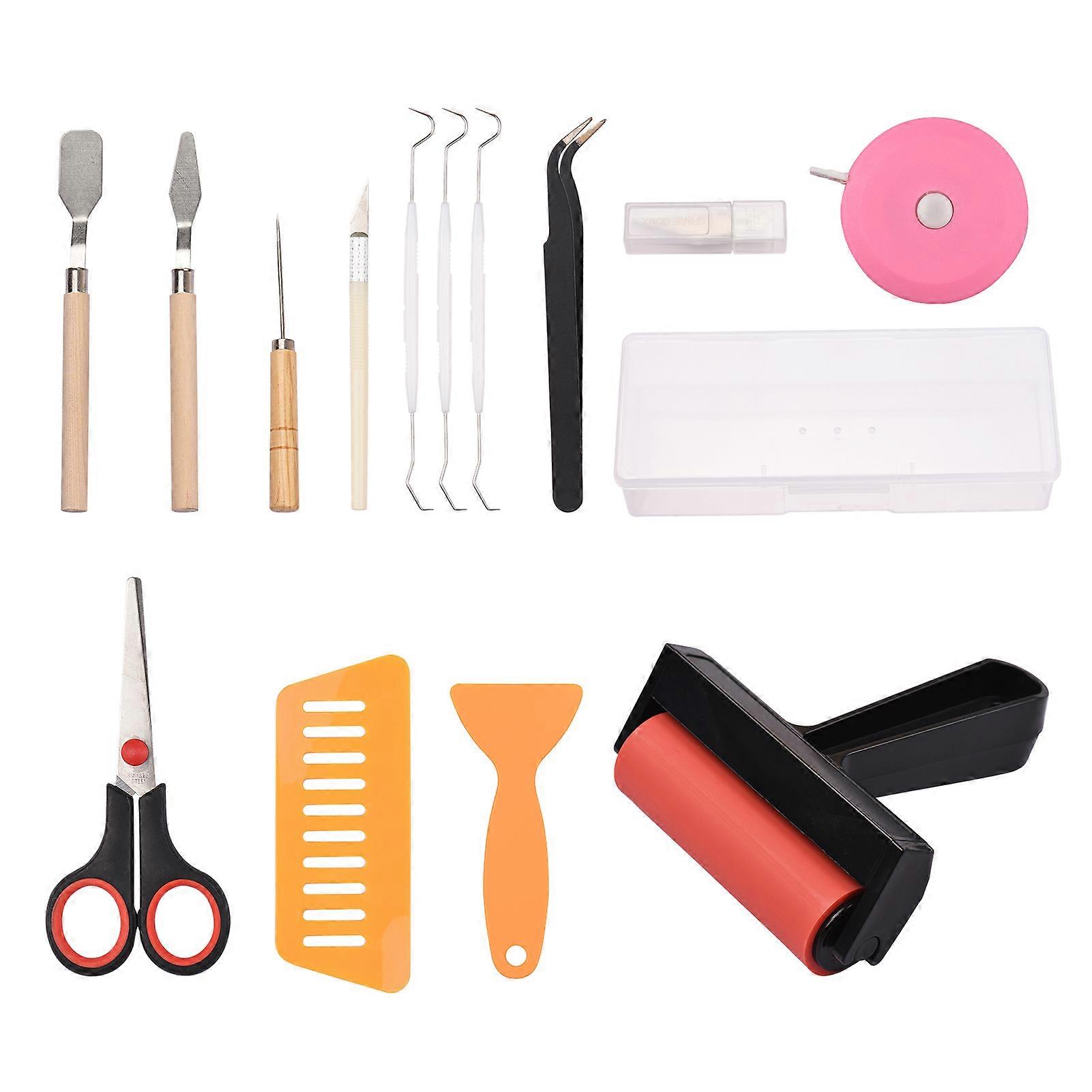 19pcs Craft Vinyl Weeding Tools Set with Brayer Tweezer Silhouettes Cameos Lettering Cutting DIY Art Supplies Craft Accessories Handmade Suitablr for