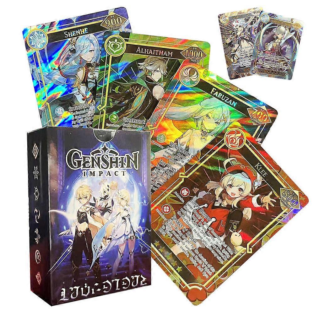 Genshin Impact Utr 1Box/60Pcs High-End Genshin Cards English Version Laser Flash Card Dimension Animation Game Card Toys