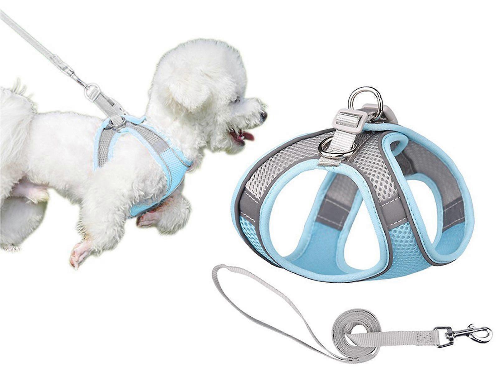 Reflective Pet Harness with Leash Grey Large
