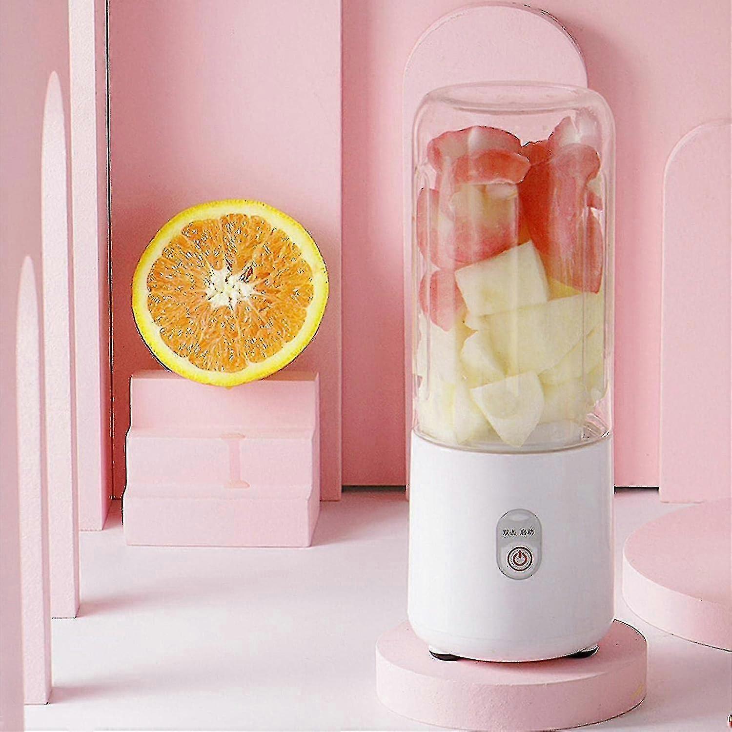 Tragbarer Mixer, 500 ml persönlicher Mini-Flaschenmixer Reiseentsafter, Tassenmixer, Smoothie-Mixer-Maker, USB-wiederaufladbarer Reise-Hand-Fruchtsaftsler für