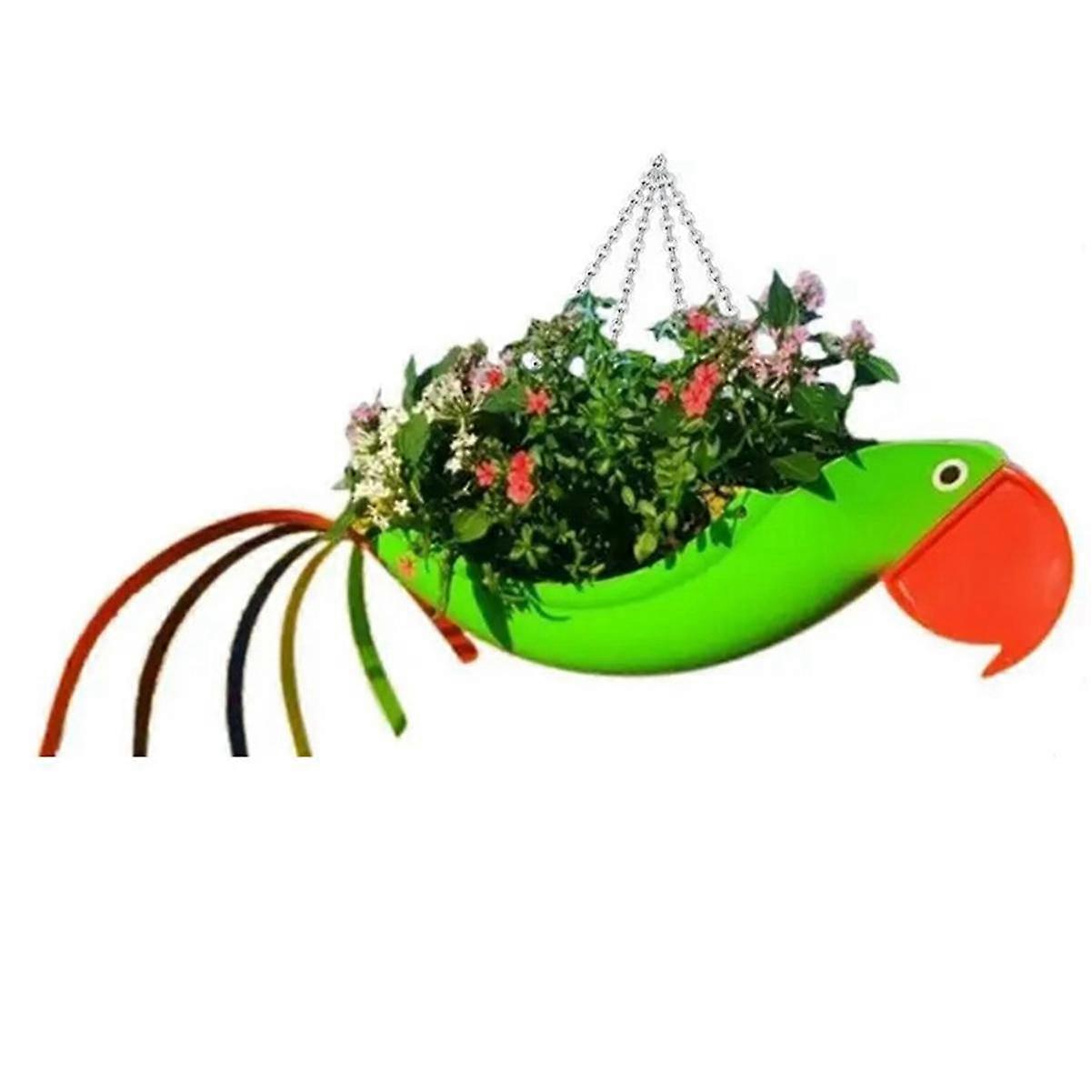Metal Flower Pot Exquisite Flying Bird Shape Colorful Parrot Flower Pot Hanging Planter Garden Deco