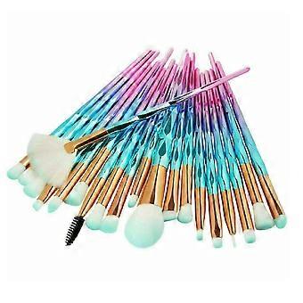 20pcs Makeup Brush Set, Premium Synthetic Kabuki Foundation Brushes, Shading Brushes, Eyebrow Brushes, Makeup Brush Kit (TURQUOISE & PINK)