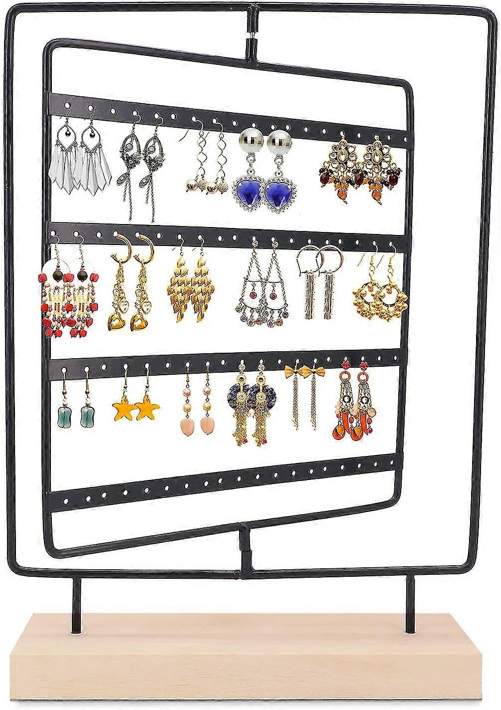 76 ثقوب قابل للتدوير قرط حامل حامل 4-الطبقة مجوهرات حامل منظم قلادة عرض حامل سوار حامل عرض حامل للأقراط قلادة ب