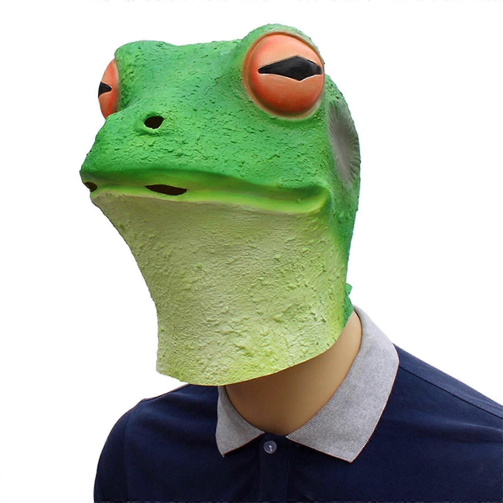 Frosch Maske Grün Reptil Erwachsene Latex Gummi Überkopf Hirsch Tier Kostüm