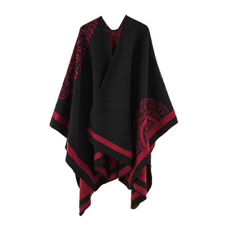 Poncho Coat Thickening Patchwork Imitated Cashmere Soft Touching Women Cape Coat for Cold Weather Qinhai