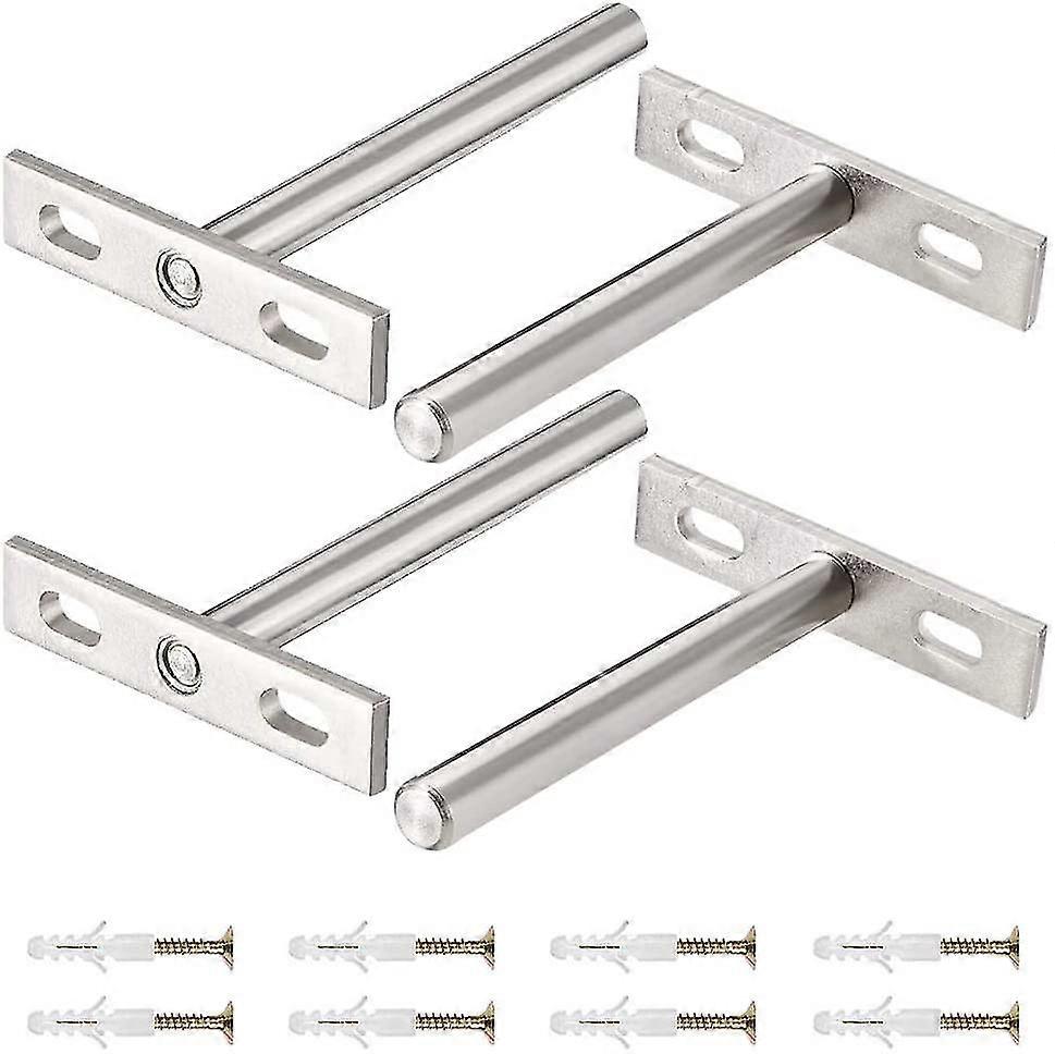 4pcs Wall Mounted T-shaped Shelf Bracket Invisible Floating Shelf Brackets Cabinet Shelf Fixture With 8pcs Screws And 8pcs Expansion Tube For Home Off