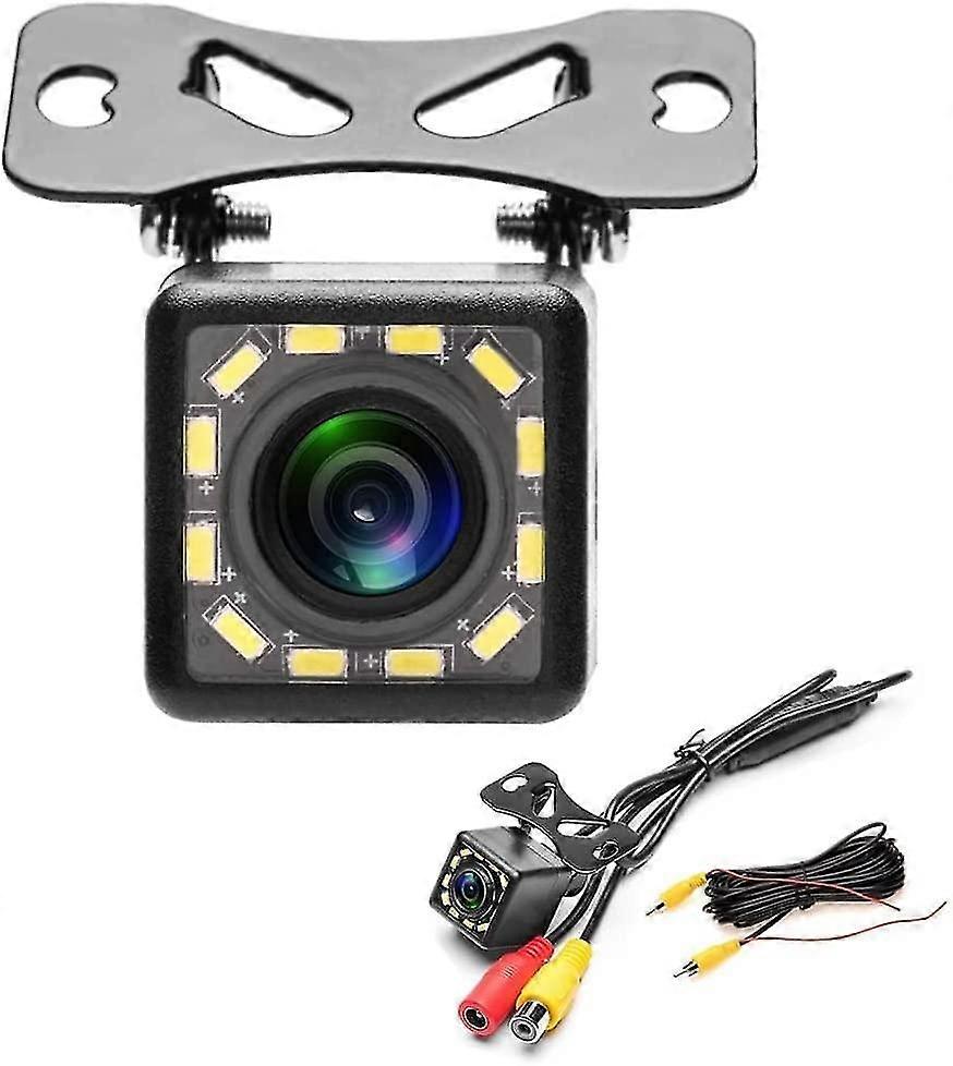 Car Rear View Camera, 12 Led Night Vision Waterproof Ip68 170 Wide Angle For Reverse Assist And Parking Assist, Ideal Mini Backup Camera For Trailers