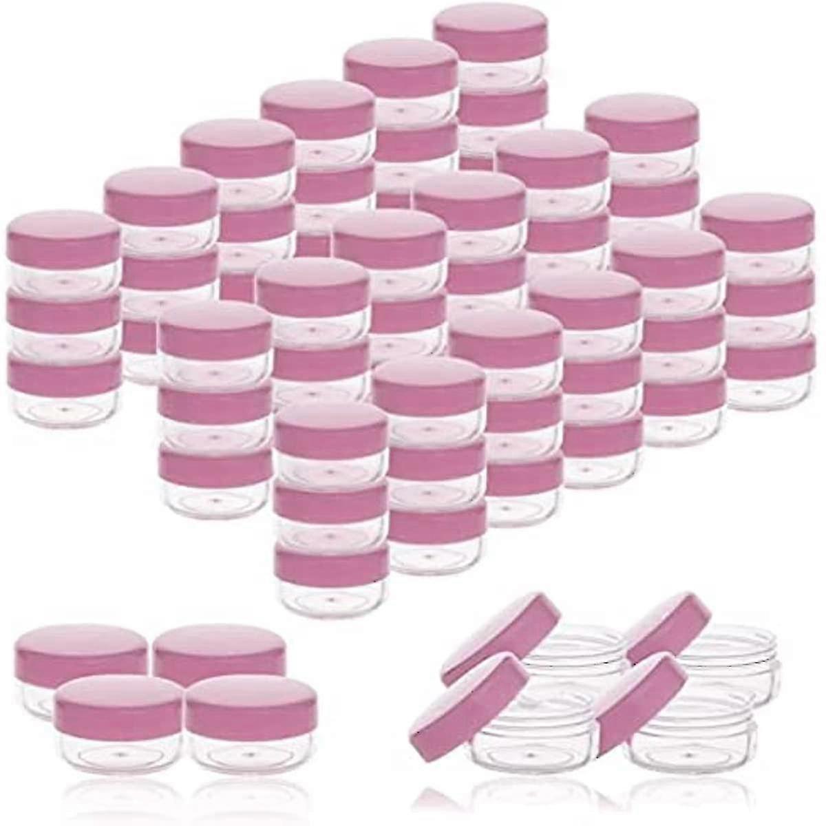 50pcs 3g Round Jars Cosmetic Sample Empty Containers Plastic Refillable Containers With Screw Cap Lids
