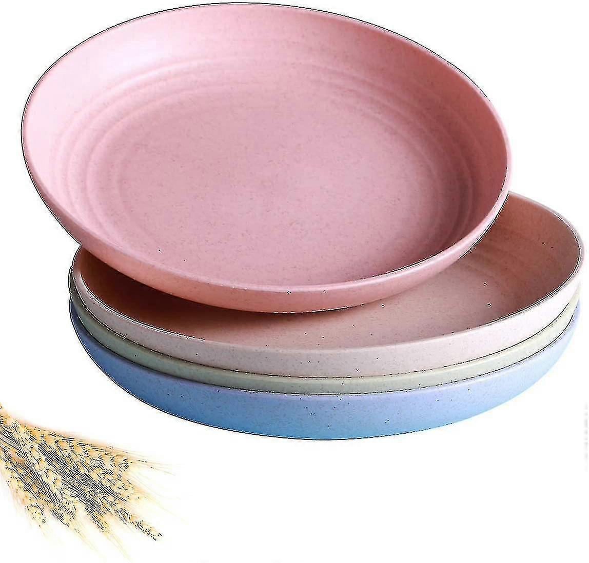 4 Pack Lightweight Wheat Straw Plates, Degradable Dinner Plates