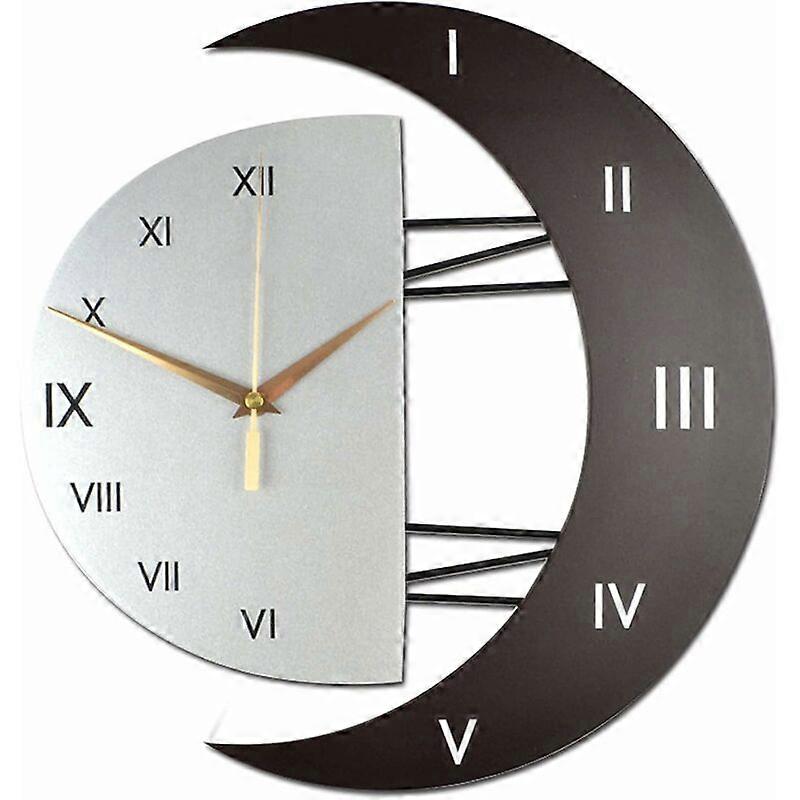 Wall Clock Modern Design Silent Kitchen Clock Creative Moon Shaped Frame Home Decoration Clock