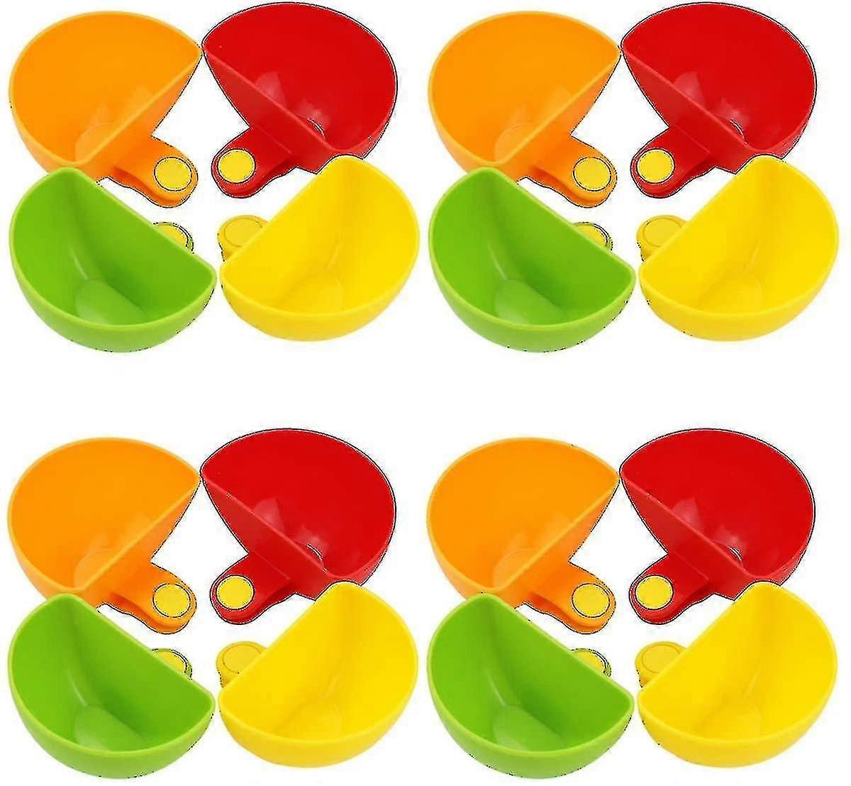16パックディップクリップボウルプレートホルダー、アソートカラープラスチックディッシュチップとディップサービングセットチップクリップ