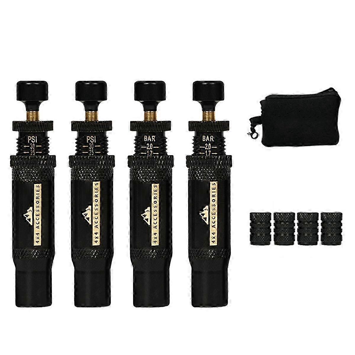 4pcs 6-30PSI Adjustable Brass Tire Deflators Kit For Car Truck Motorcycle ATV