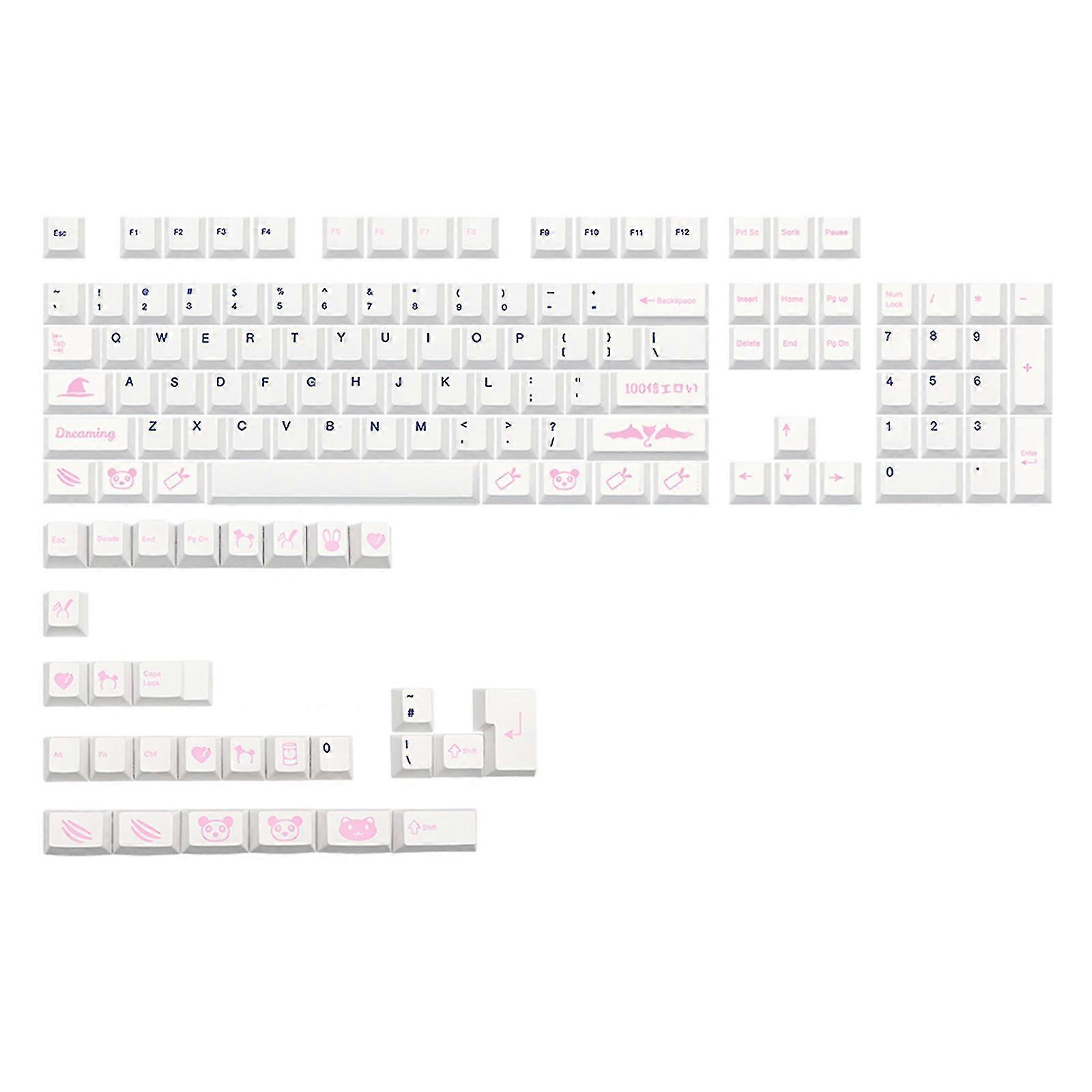 133 Pbt Dye Sub Keycaps Cherry Mx Switch Mechanical Keyboard Keycap Anime White