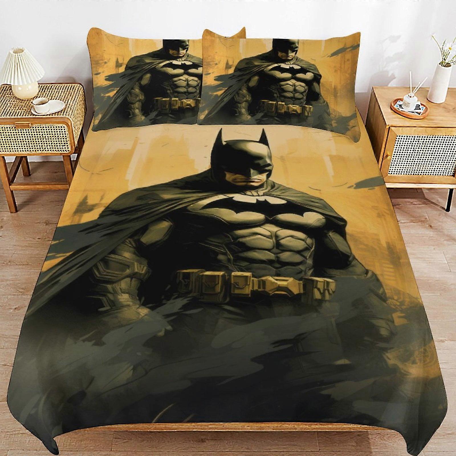 v2280 Lakan Sängkläder Batman Sängkläder Uppsättningar Ultra Mjuk Hudvänlig Påslakan 3 delar, Söt Täcke Överdrag Sängset för pojkar Flickor Barn ( 1 Täcke