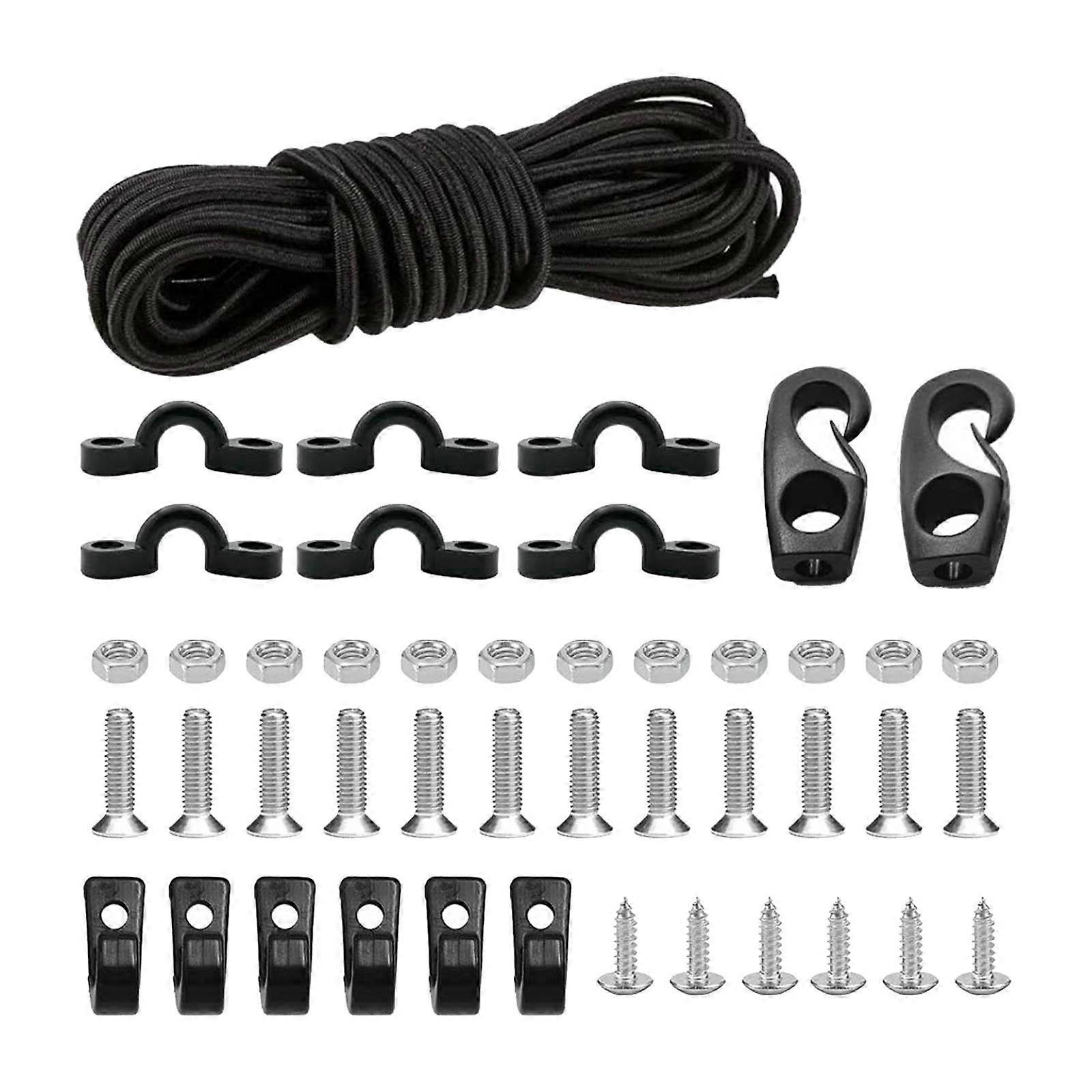 Kayak Deck Rigging Kit Accessory with Bungee Cord Ends Hooks for Boat