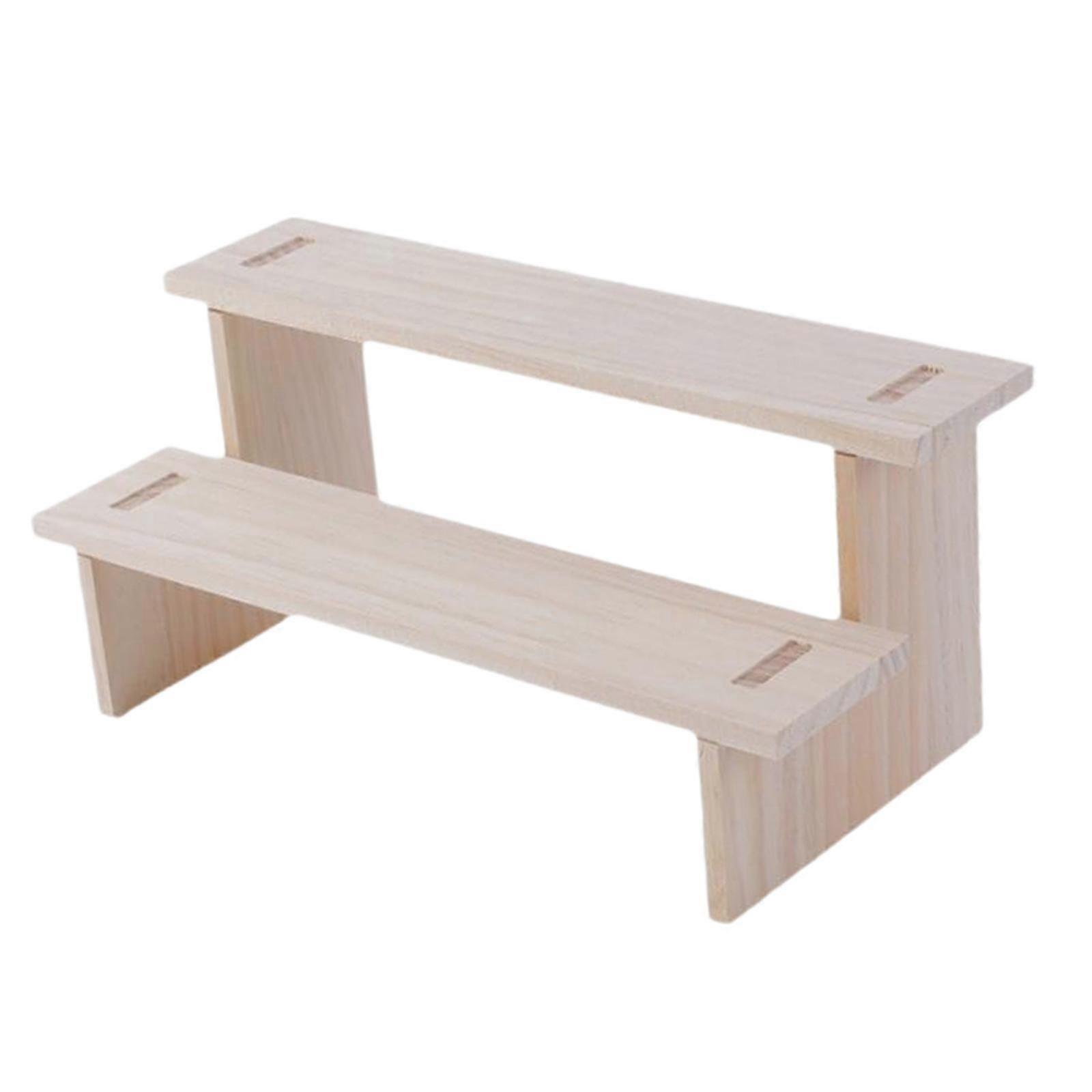 Wooden Display Riser Stand Action Figures Storage Shelf for Toys Living Room 2 layer
