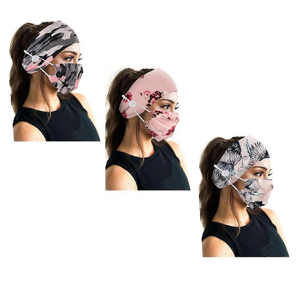 3 Sets Buttons Headband With Face Masks
