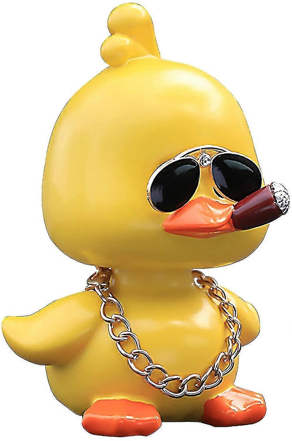 Bilprydnader Cool Duck Car Dashboard Dekorationer Shaking Head Doll (stående gul)