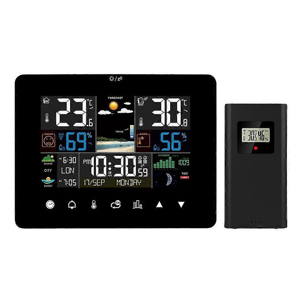 Alarm Clock Digital Time Sunrise/sunset Electronic Thermometer Weather Forecast Wireless Sensor Wal
