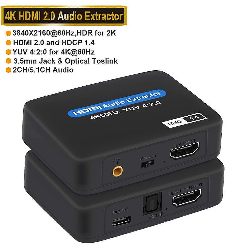 Redkid 4K HDMI to RCA Audio Extractor SPDIF HDMI Audio Converter Adapter AV RSA Support 4K@60Hz RGB