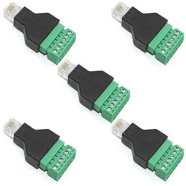 5 Pcs Male To 6 Pins Screw Terminal Block Adapter For Cat3 Handset Cable Extension, Rj12 6p6c Modular Connectors