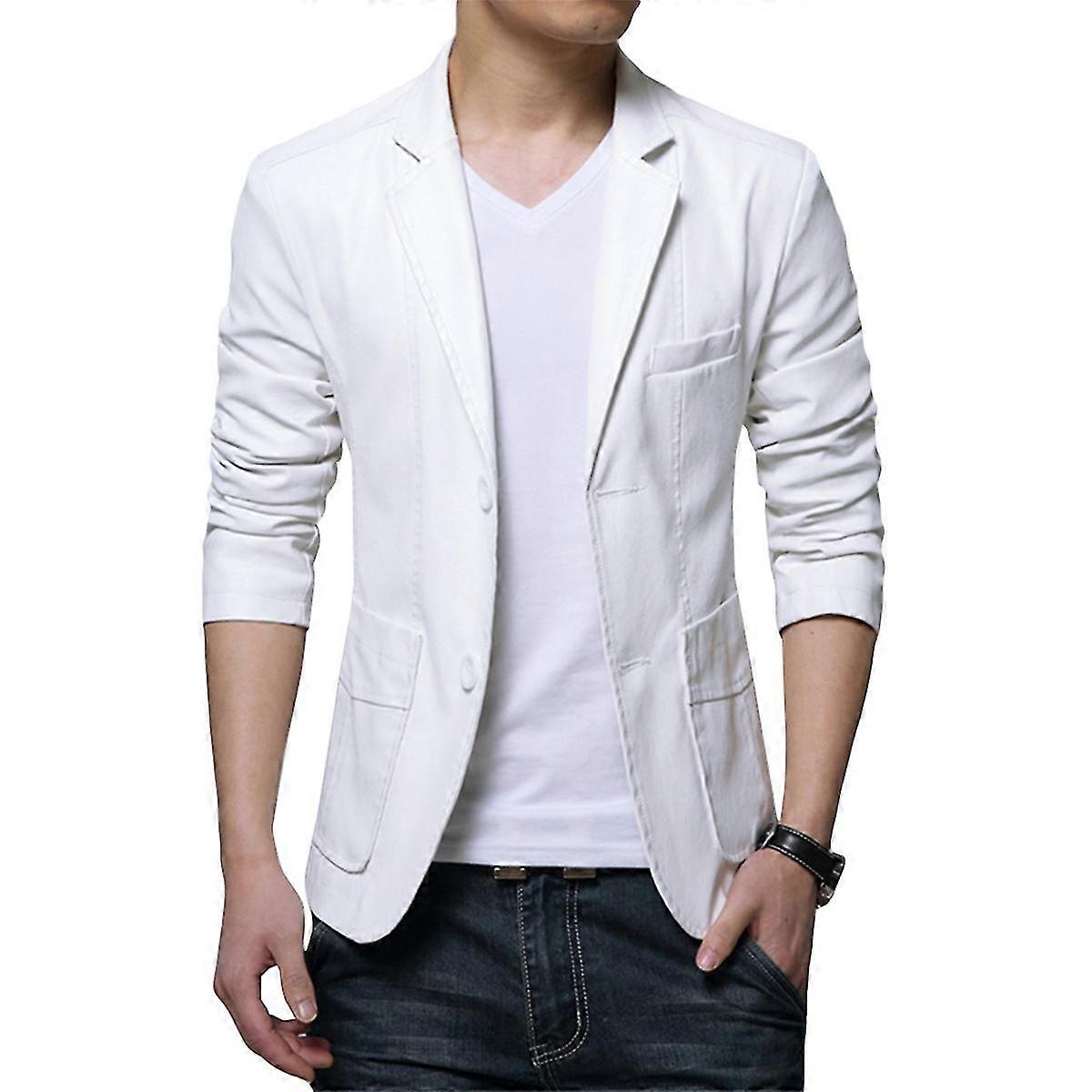 VAWAN Mens Casual Solid Color Lapel Slim Fit Leather Jacket