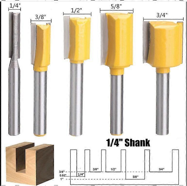5-teiliger Satz gerader Trimmer-Bits gelb Außenhandel Export feine gerade Oberfräse