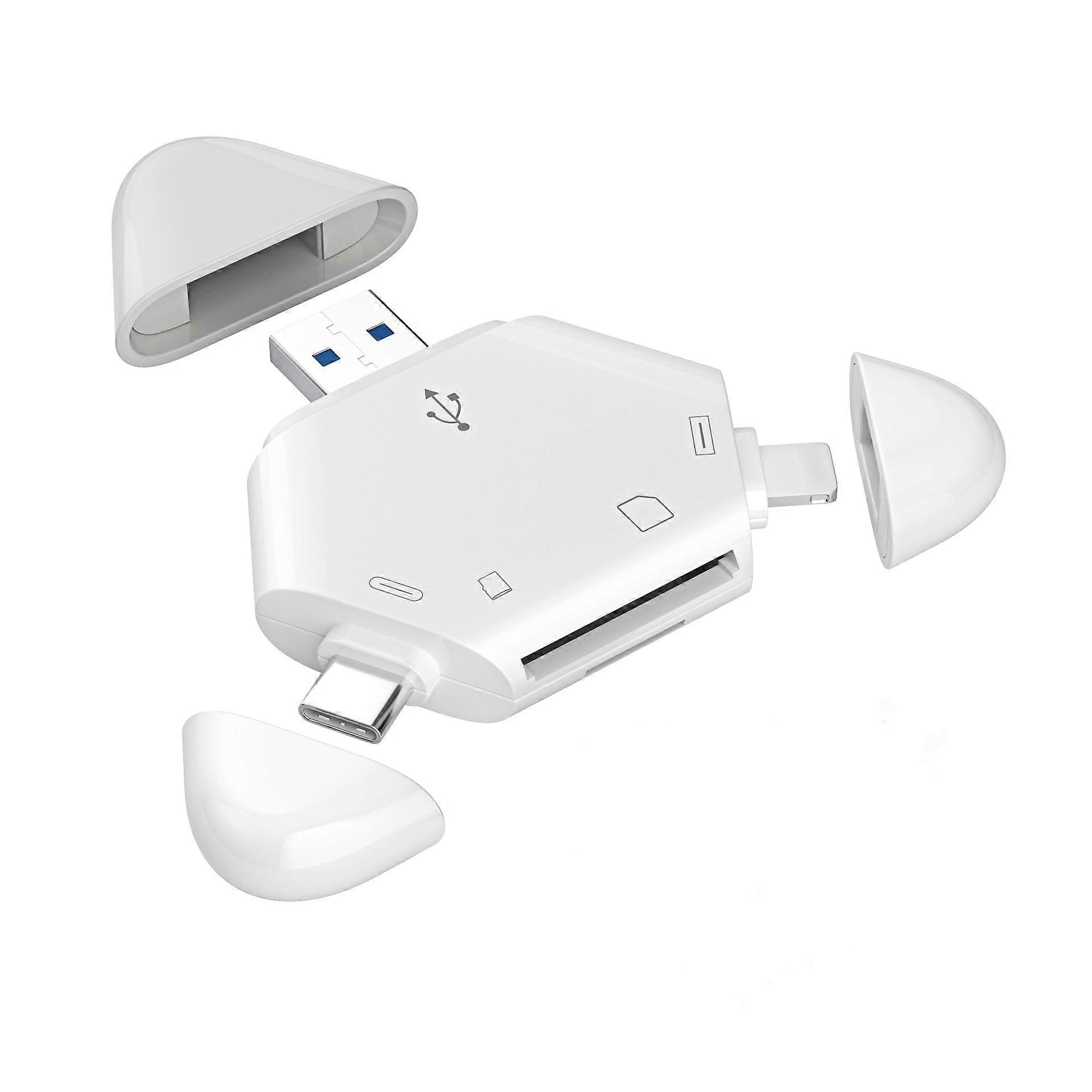 SD Card Reader, 3 in 1 Memory Card Reader for iPhone/iPad, USB C and USB A Devices, Trail Camera Viewer Card Adapter Compatible with Windows, Mac OS, 
