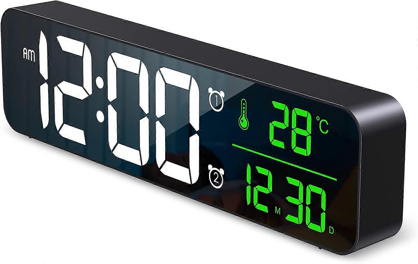 MOSUO wekker Digitaal groot LED-display met temperatuur- en datumkalender, nachtkastklok