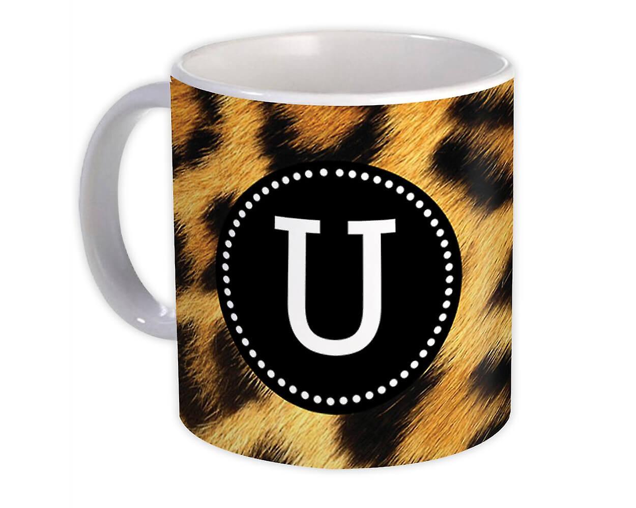 Hediye Kupa: Monogram Harf U Leopard