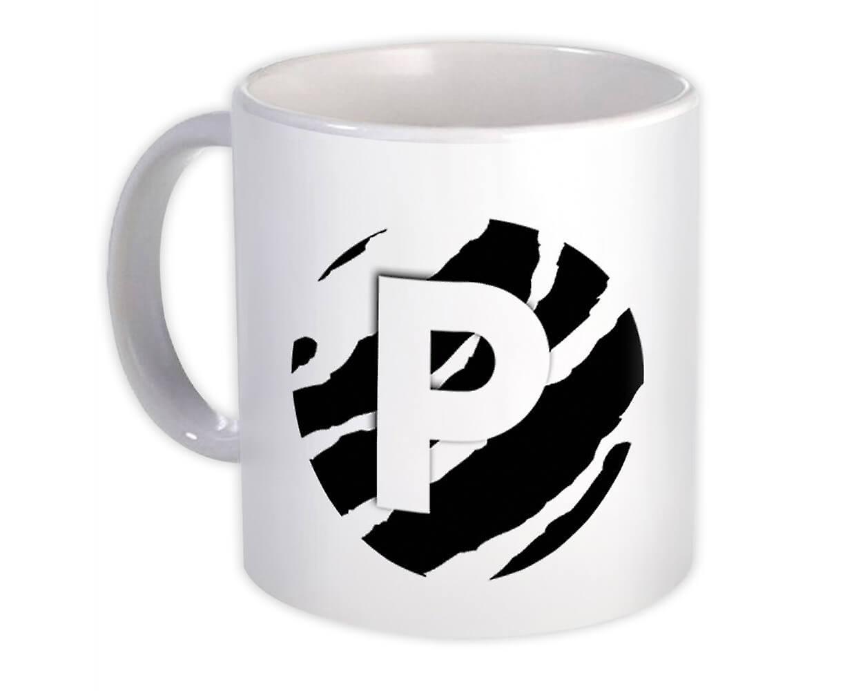 Gift Mug: Monogram Letter P Zebra