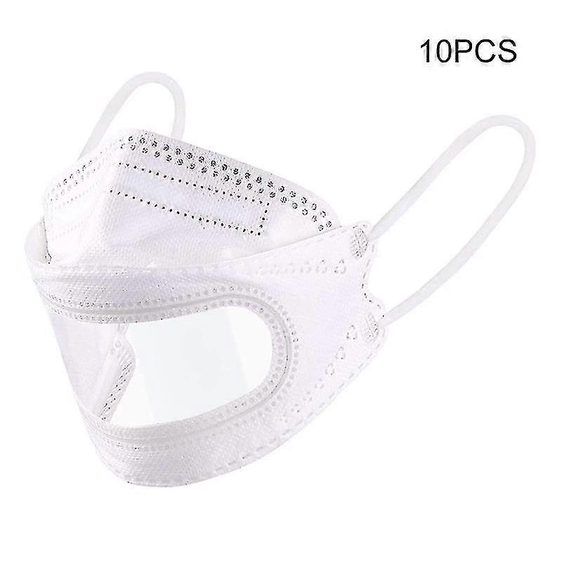 10pc Disposable Clear Face Mask For Adults With Transparent Window Design See Through Visible Mouth