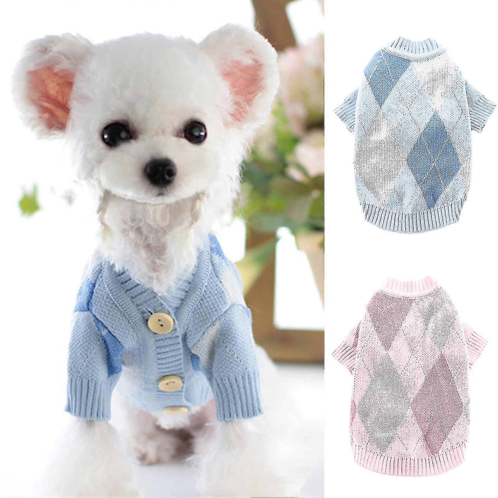Pet Sweater Rhombus Plaid Pattern Dress-up Two-leg Pet Knitted Cardigan Outfit Dogs Cats Supplies