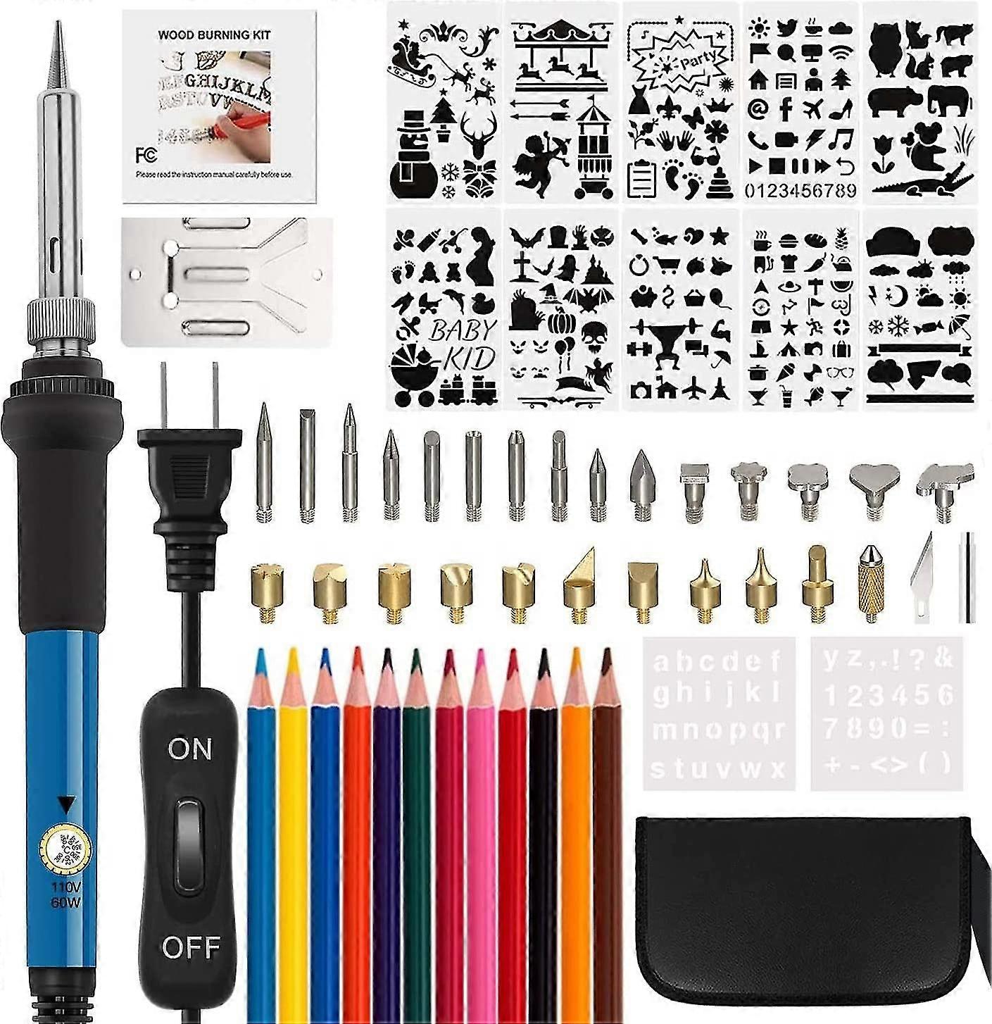 Wood Burning Kit, Wood Burning Tool With Adjustable Temperature 200~450c, Professional Pyrography Pen For Embossing Carving Soldering Diy - SNNGV