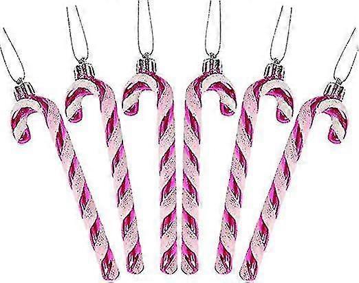 6pcs Christmas Glitter Candy Cane Plastic Candy Cane Christmas Tree Decorations