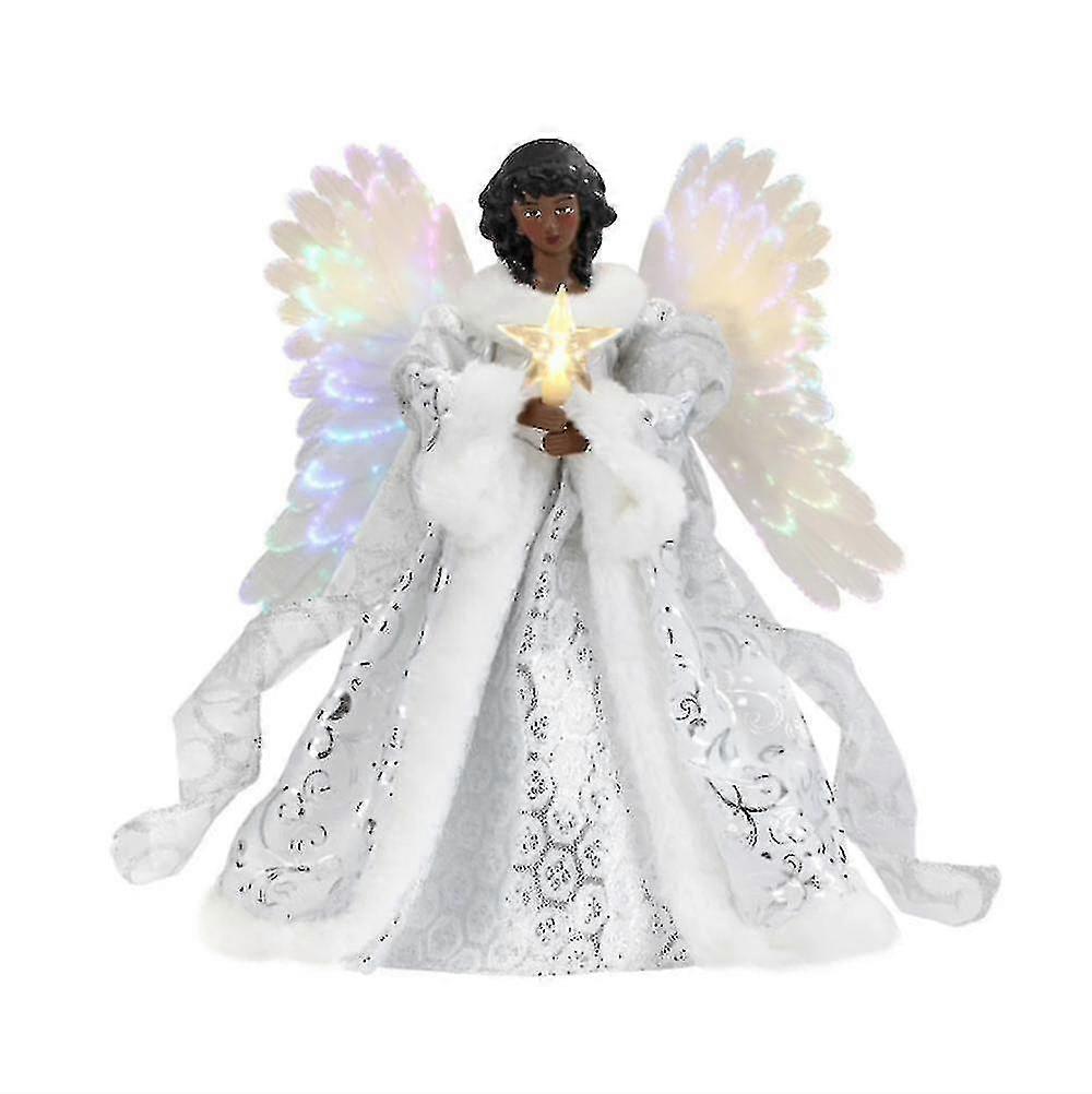 Bianco Albero di Natale Angelo Topper con Luci a Led
