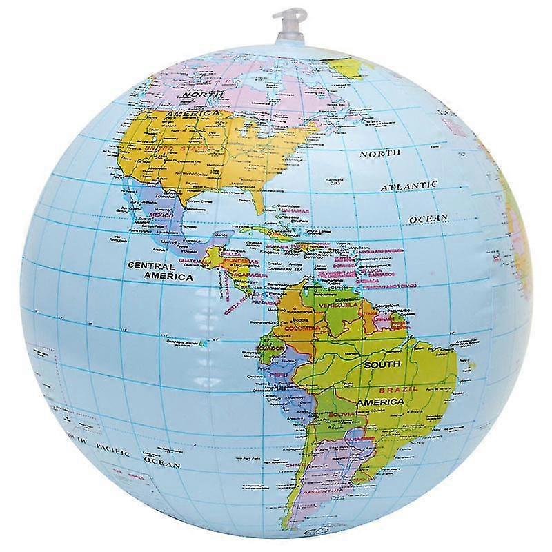 2 Pcs 16 Inch Earth Globe World Globe Inflatable Geography World Map Water Ball Inflatable for Garden Beach Pool Science Geography Education