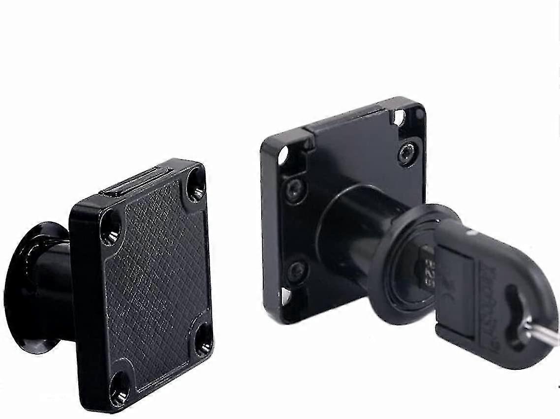 Set Of 2 Zinc Alloy Cam Locks, Black, Square, For Furniture, Drawers