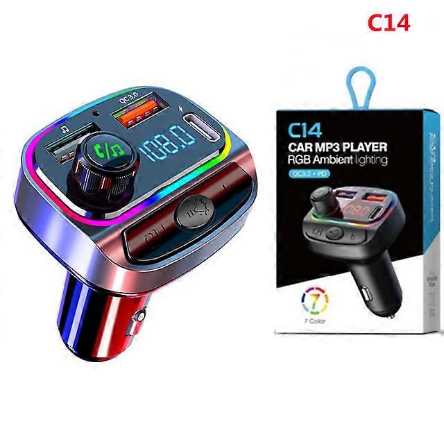 Car Bluetooth 5.0 FM Transmitter Receiver Wireless Mp3 Music Player Handsfree Call Dual USB Type-C 3.1A QC3.0 PD 20W Fast Charge