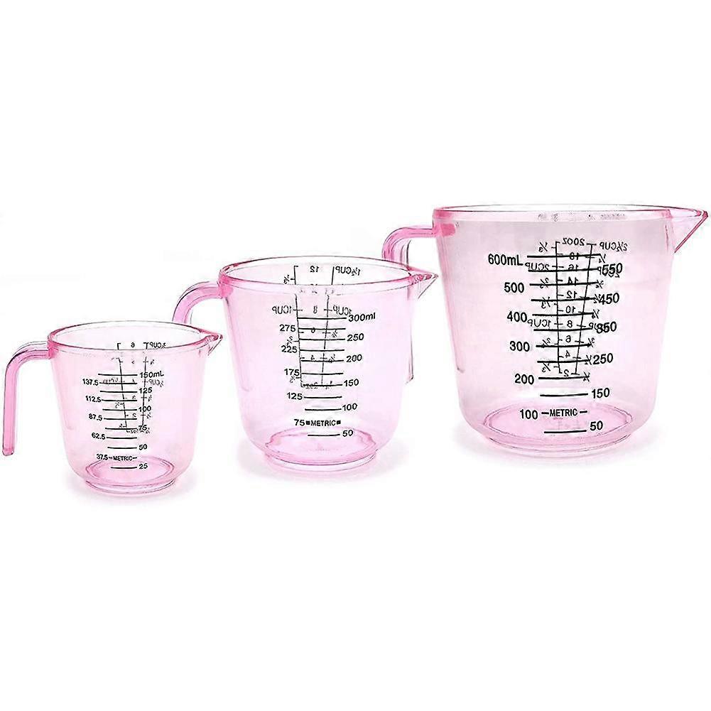 Plastic Measuring Cup Set, Multiple Scale Identification, 150ml, 300ml, 600ml, 3-Pcs