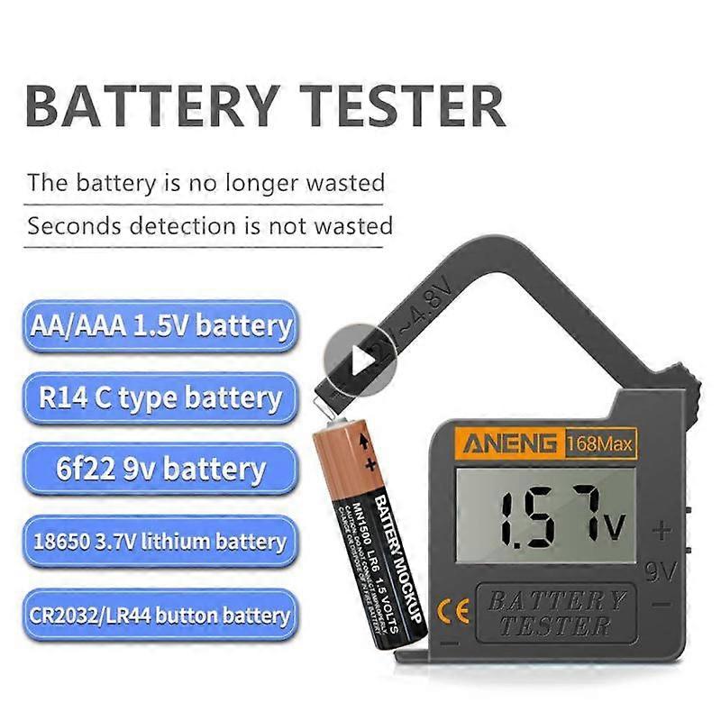 ANENG 168Max Digital Lithium Battery Capacity Tester Universal Test Checkered Load Analyzer Display Check AAA AA Button Cell