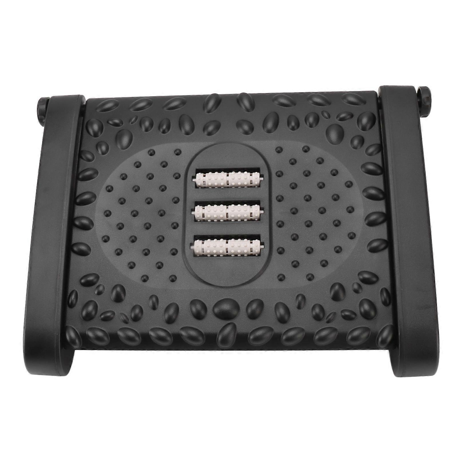 Ergonomic Footrest Under Desk with PP Material 6 Height Adjust Massage Roller Black
