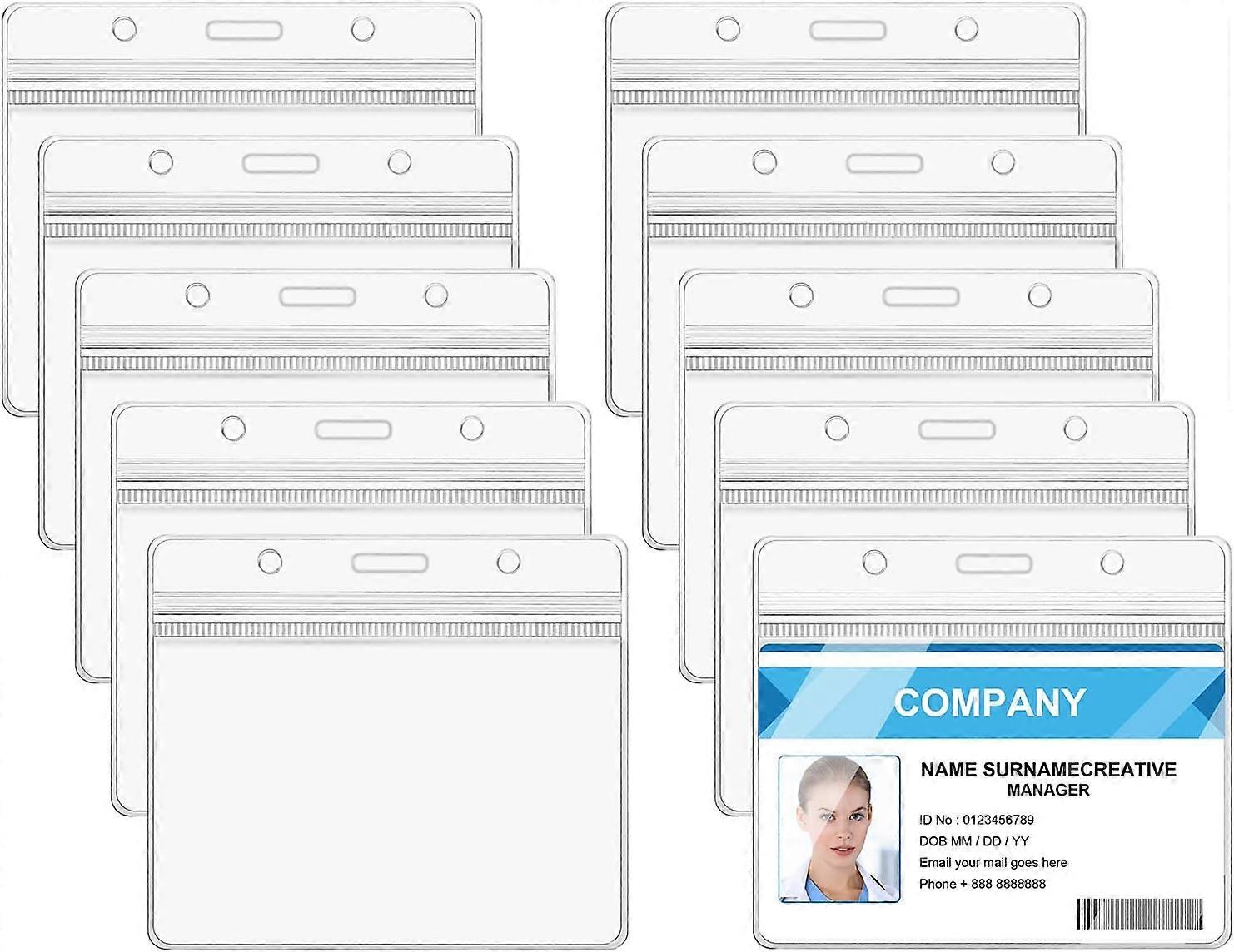 plastic card holder: 10 pcs horizontal name card holder, name plate, transparent badge / ID card holders, waterproof ID badge for card
