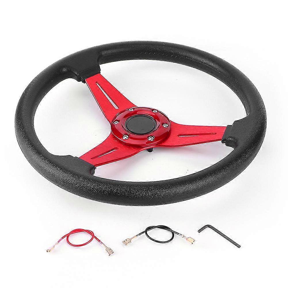 Universal Racing Car Drifting Steering Wheel Replacement - 14in Modified Accessory (Red)